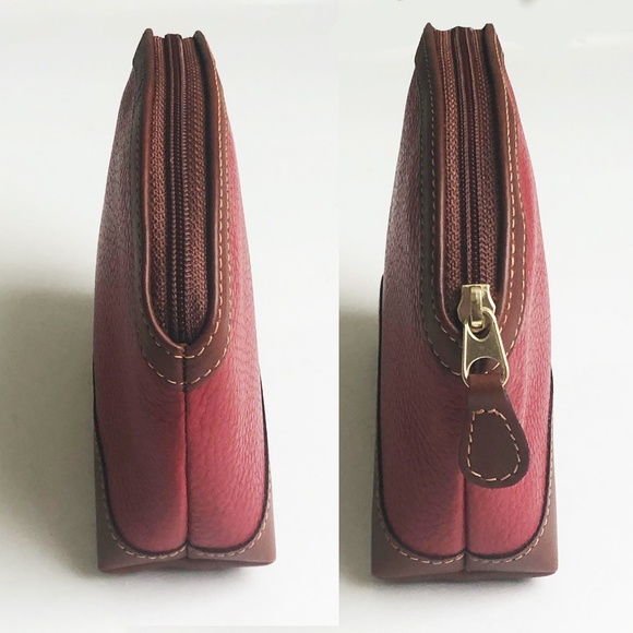 Coach Cosmetic Case Sheridan Collection Red & Tan Leather 4308 NIB NOS Vintage - Picture 6 of 13